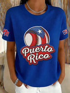 Women's Retro Baseball  Print T-Shirt