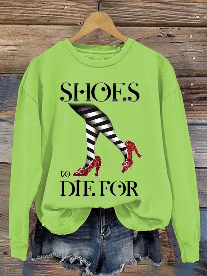 Women's Halloween Irresistible Shoes Print Casual T-Shirt