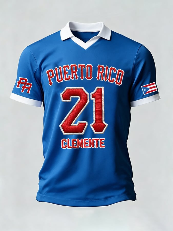 Men's Puerto Rican Baseball Printed Casual T-shirt