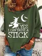 Women's Halloween Witch Print Crew Neck Sweatshirt