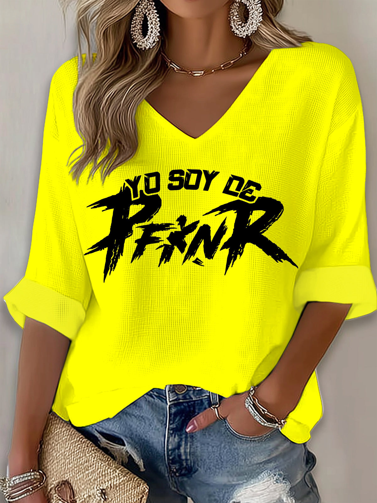 Puerto RIco Singer Pfknr Printed Long Sleeve Top