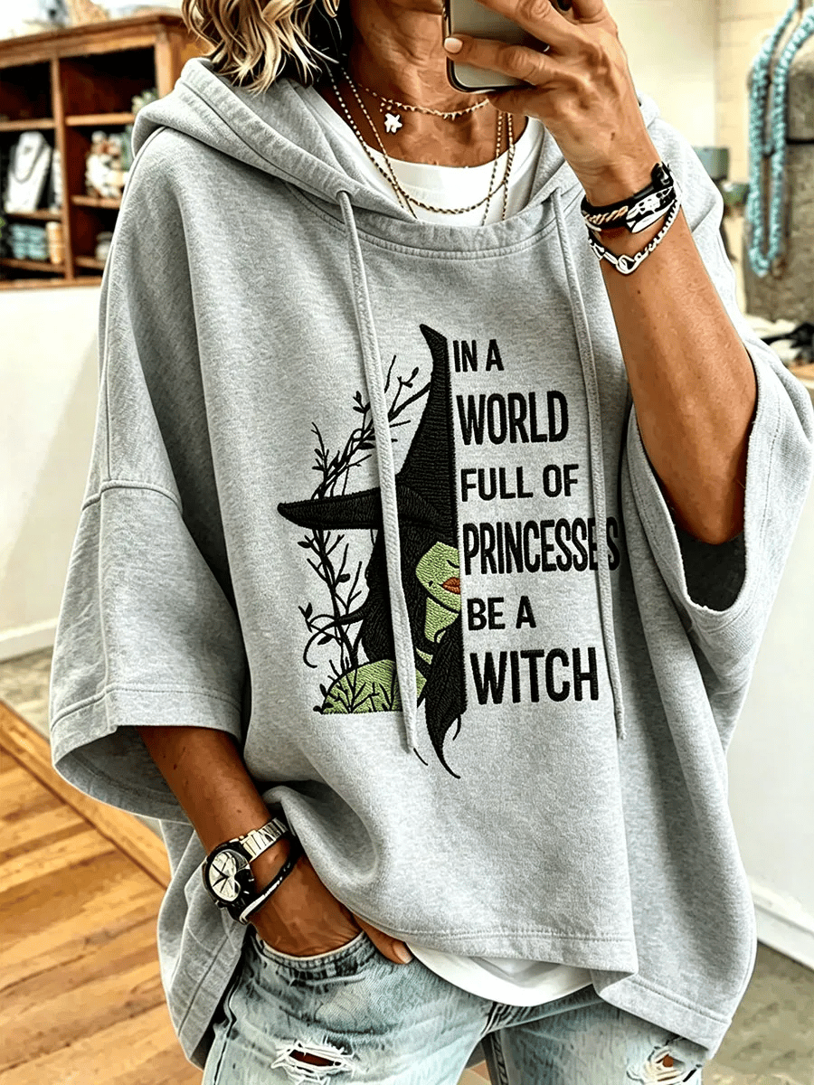 Women's Halloween Witch Print Hooded Sweatshirt
