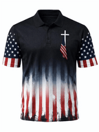 Men's Casual Flag Independence Day Print Polo