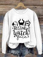 Women's Resting Witch Face Print Casual Crew Neck Sweatshirt