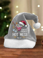 Unisex Christmas Santa's Favorite Hot Mess Print Plush Hat