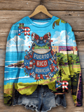 Puerto Rican Coquito Navidad Boricua Printed Sweatshirt