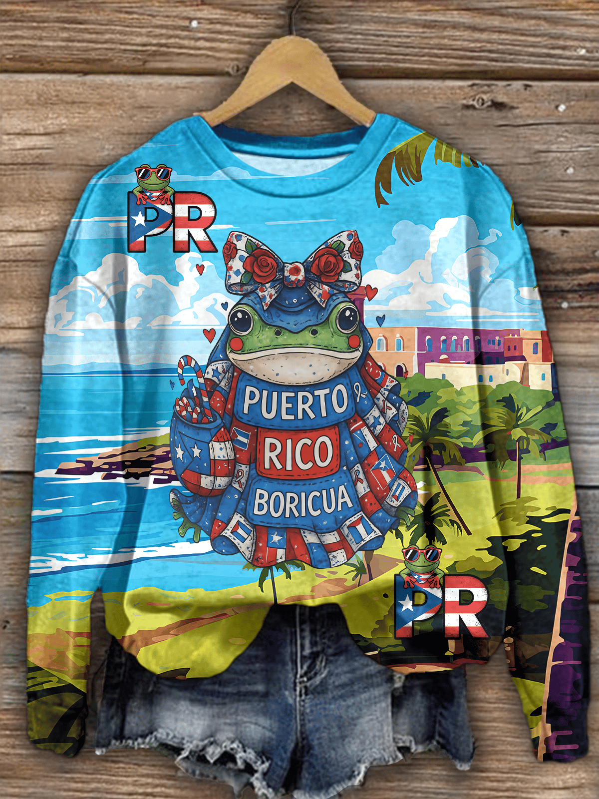 Puerto Rican Coquito Navidad Boricua Printed Sweatshirt