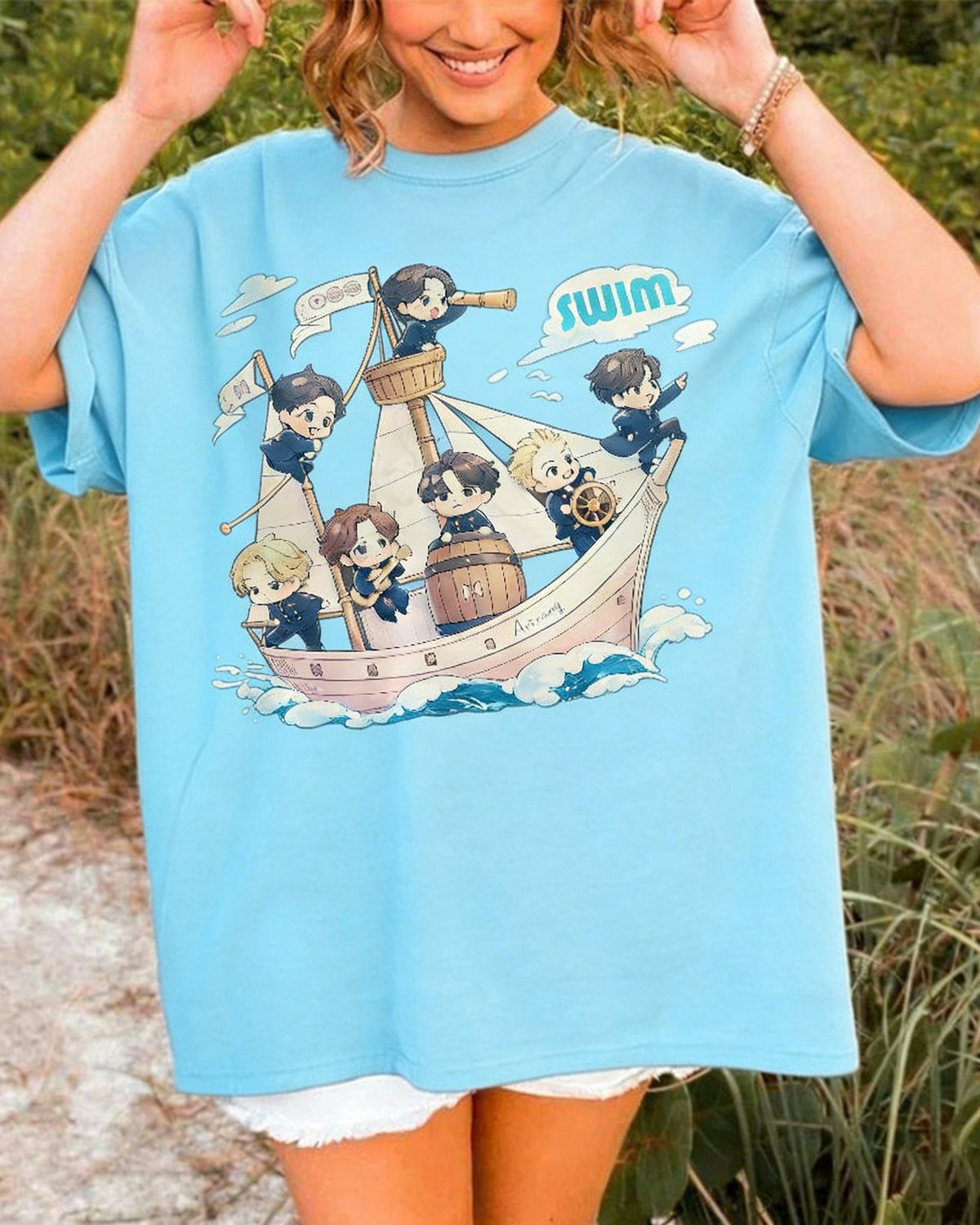 Kpop Swim Music Art Printed Retro T-shirts