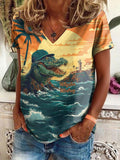 Women's Alligator Alcatraz Print T-Shirt