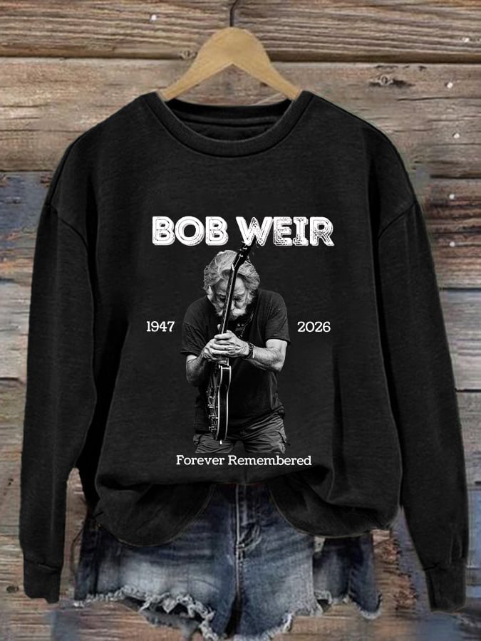 Women's Vintage Rock Tribute Print Casual Sweatshirt