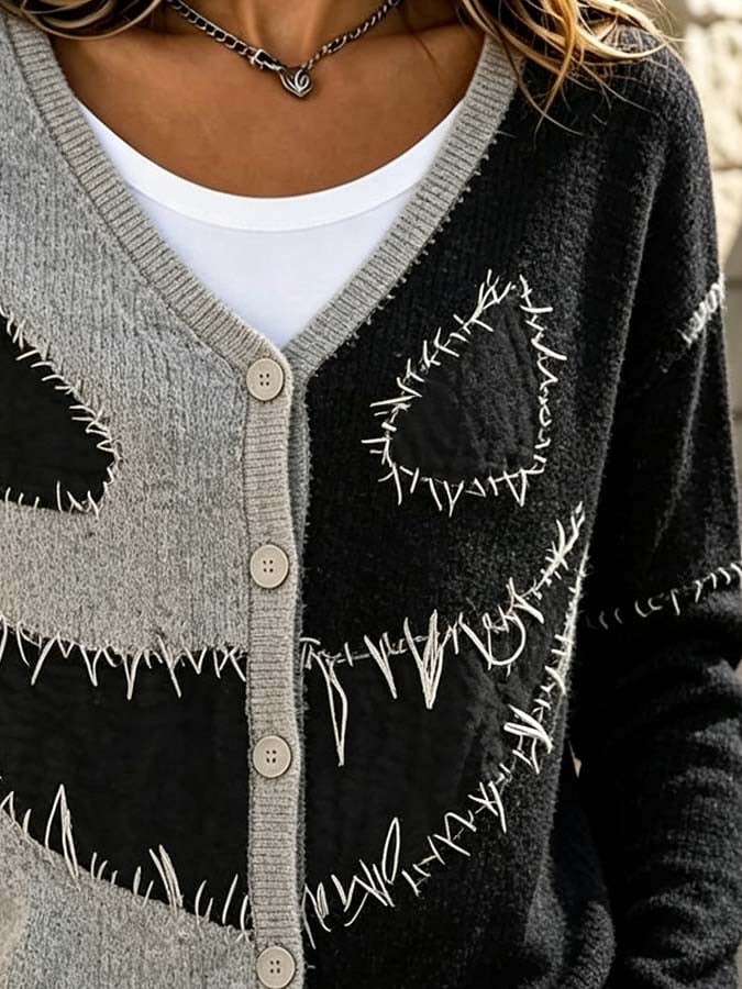 Women'S Casual Printed Knit Cardigan