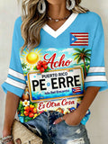 Women‘s Puerto Rico Printed Long Sleeve Top