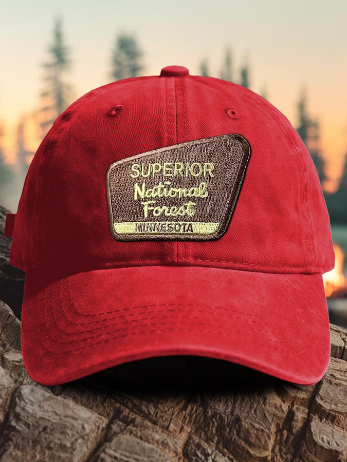 Retro Superior National Forest Minnesota Print Baseball Cap