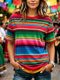 Women's Casual Cinco De Mayo Print Crew Neck T-Shirt