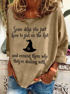 Women's Halloween Witch Printed Crew Neck Sweatshirt