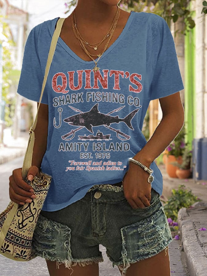 Women's Great White Shark Print Comfort Short Sleeve T-Shirt