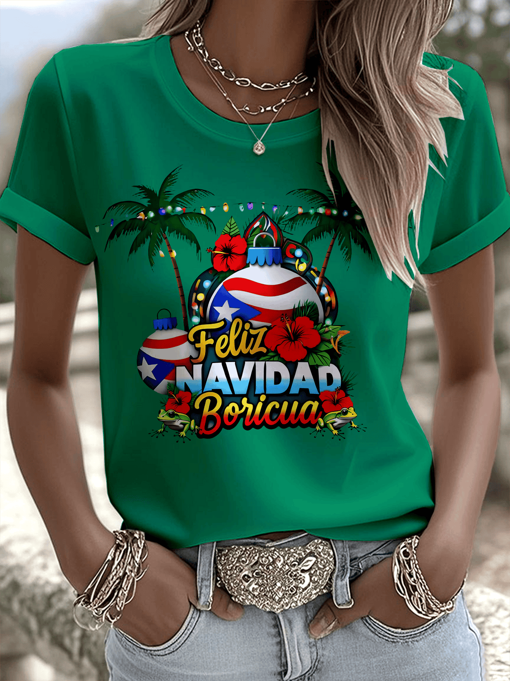Puerto Rico Merry Christmas Printed T-shirts