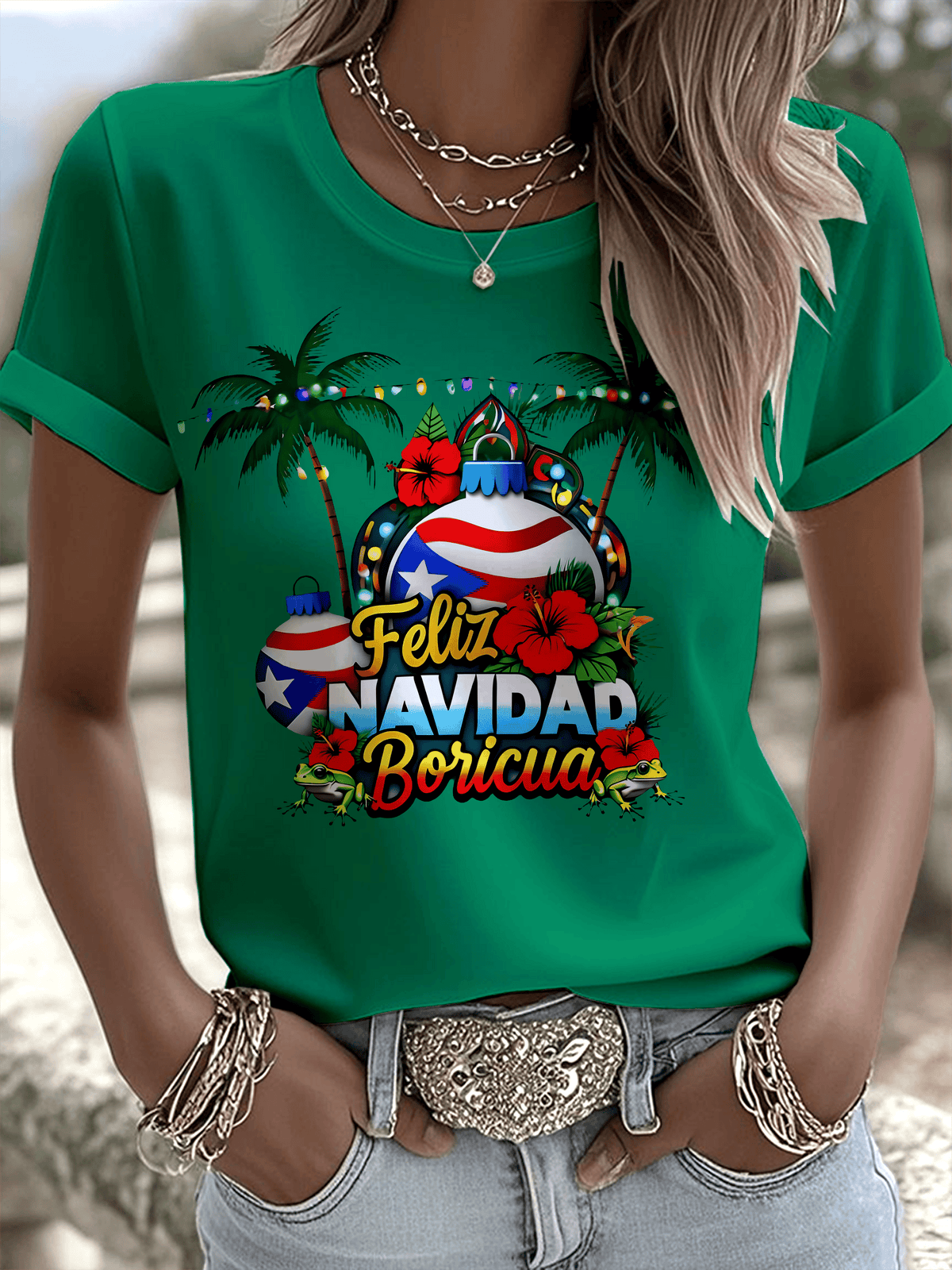 Puerto Rico Merry Christmas Printed T-shirts