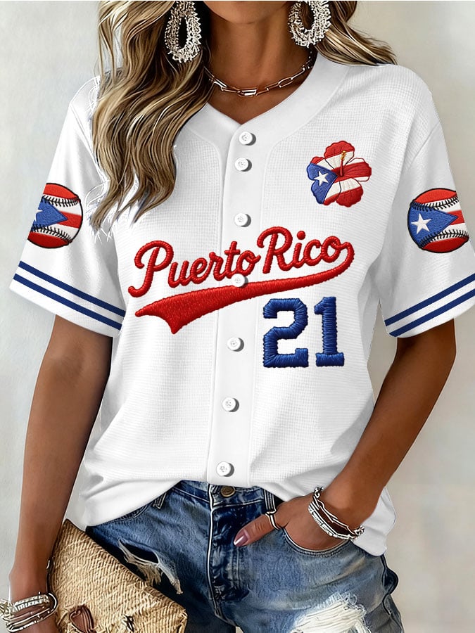 🔥🔥2nd 50% Off 🔥🔥Women's Puerto Rico Baseball Printed Baseball Jersey