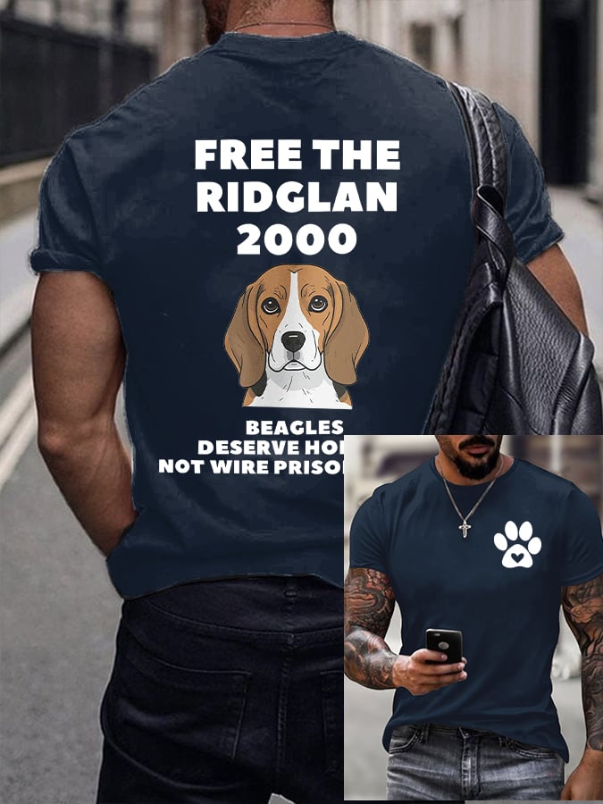 Men's Beagles Deserve Homes Not Wired Prison Cells Print Round Neck T-shirt