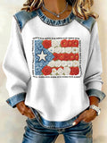 Puerto Rico Printed Patchwork Casual Sweatshirt