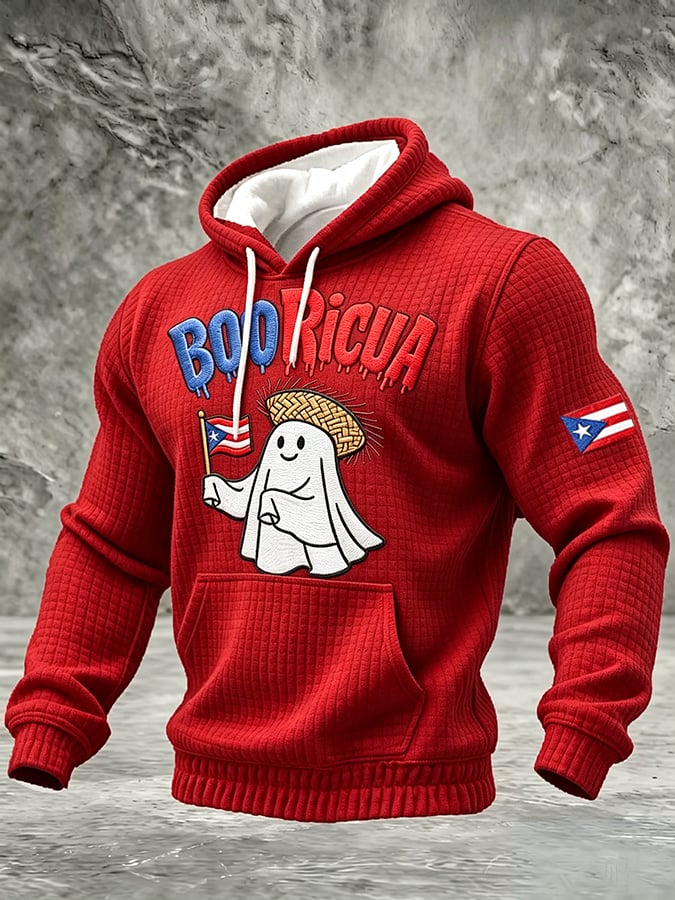Men'S Boricua Halloween Casual Printed Hoodie