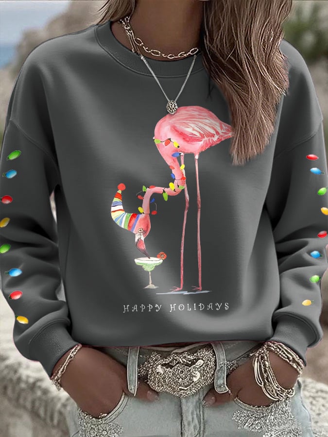 Women's Casual Christmas Pink Santa Claus Sweatshirt