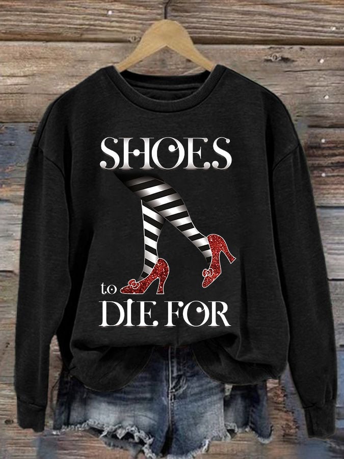 Women's Halloween Irresistible Shoes Print Casual T-Shirt