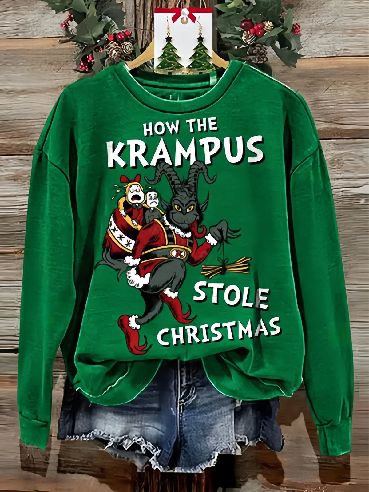 Merry Krampus Funny Christmas Print Unisex Casual Sweatshirt