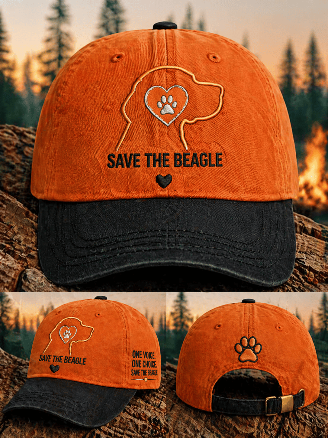 Save the Beagle Print Baseball Cap