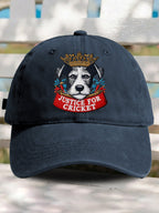 Retro Justice For Cricket Support Animal Protection Dog Lover Print Baseball Cap