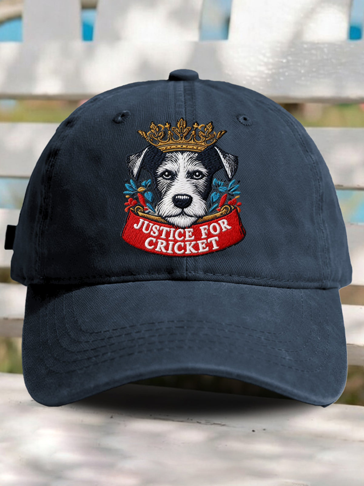 Retro Justice For Cricket Support Animal Protection Dog Lover Print Baseball Cap