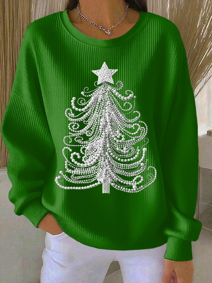 Women's Christmas Print Crew Neck Long Sleeve Top