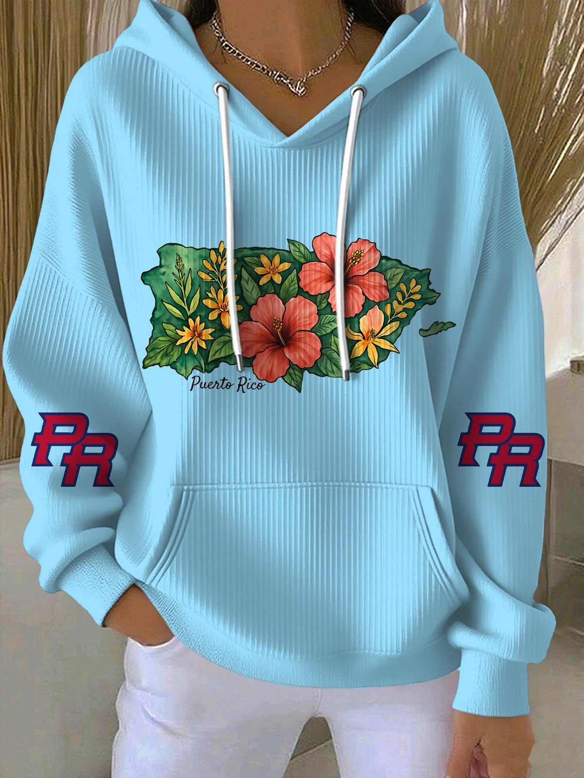 Women's Puerto Rico Print Casual Hoodies