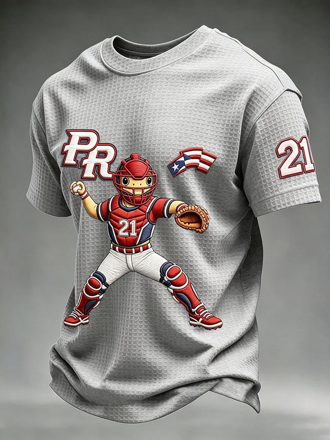 Men's Puerto Rico Baseball Print Short-Sleeve T-Shirt