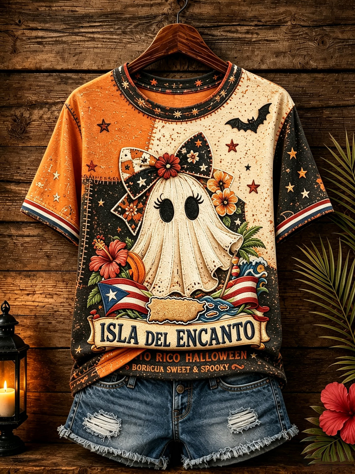 Women's Puerto Rico Halloween Print T-Shirt