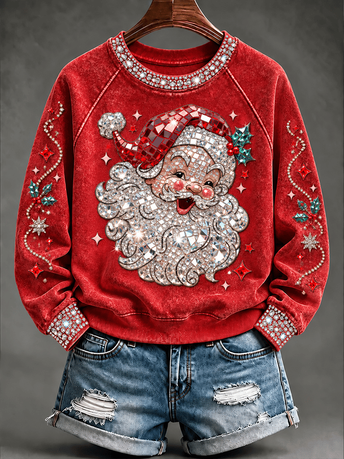 Women's Casual Christmas Print Long-Sleeved Sweatshirt
