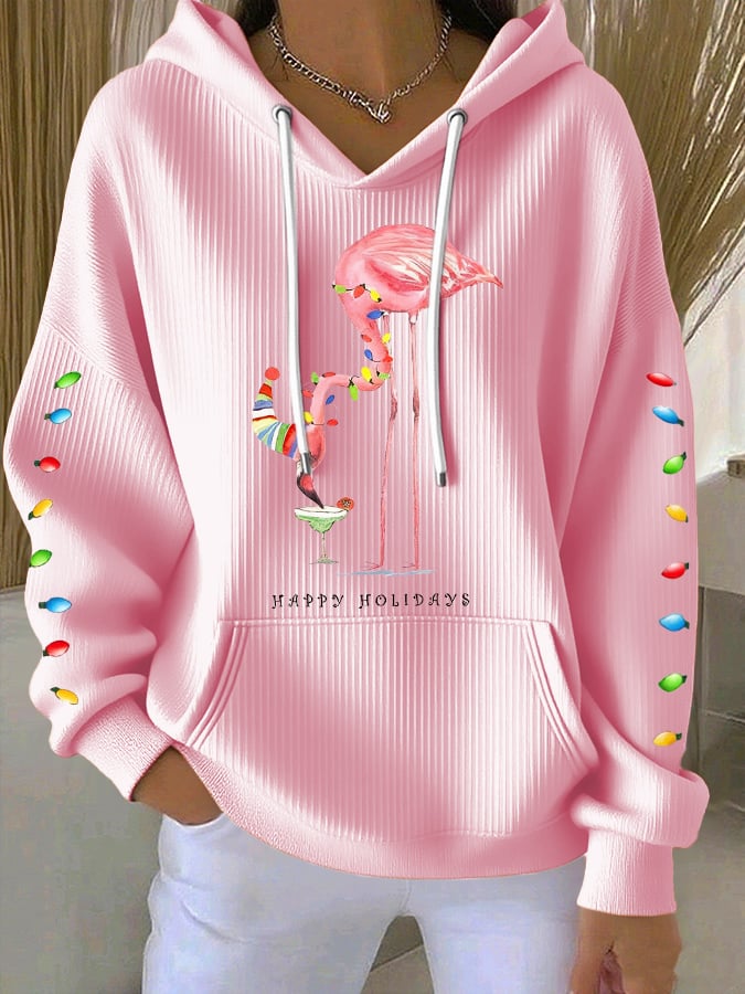 Women's Casual Christmas Flame Bird Hoodie
