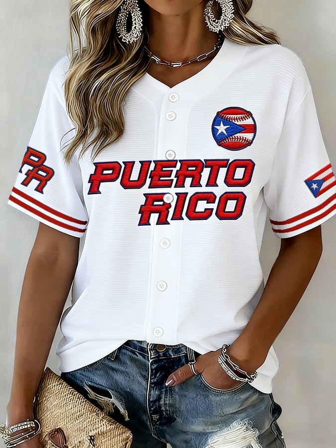 Women's  Baseball  Print Shirt