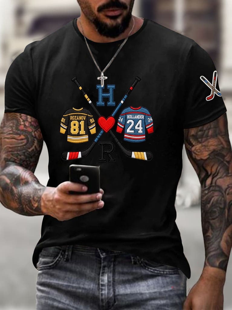 Men's Hockey Romance Print T-Shirt