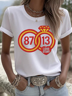Women's Love Story Ring Printed Round Neck T-Shirt