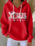 Women's casual Christmas Jesus textured thickened hoodie