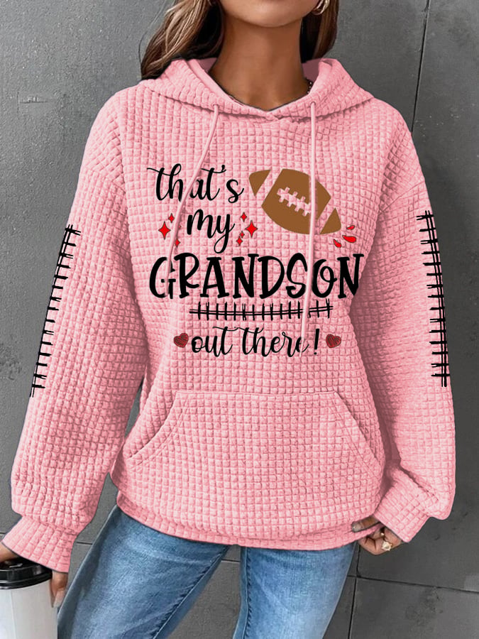 Women's That's My Grandson Out There Football Print Casual Hoodie