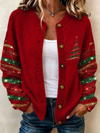 Women's Casual Printed Knit Cardigan