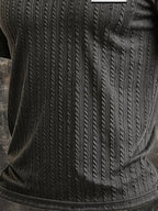 Men's Retro Textured Color-Blocked Polo Collar Short Sleeves