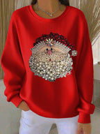 Women's Retro Christmas Print Round Neck Sweatshirt
