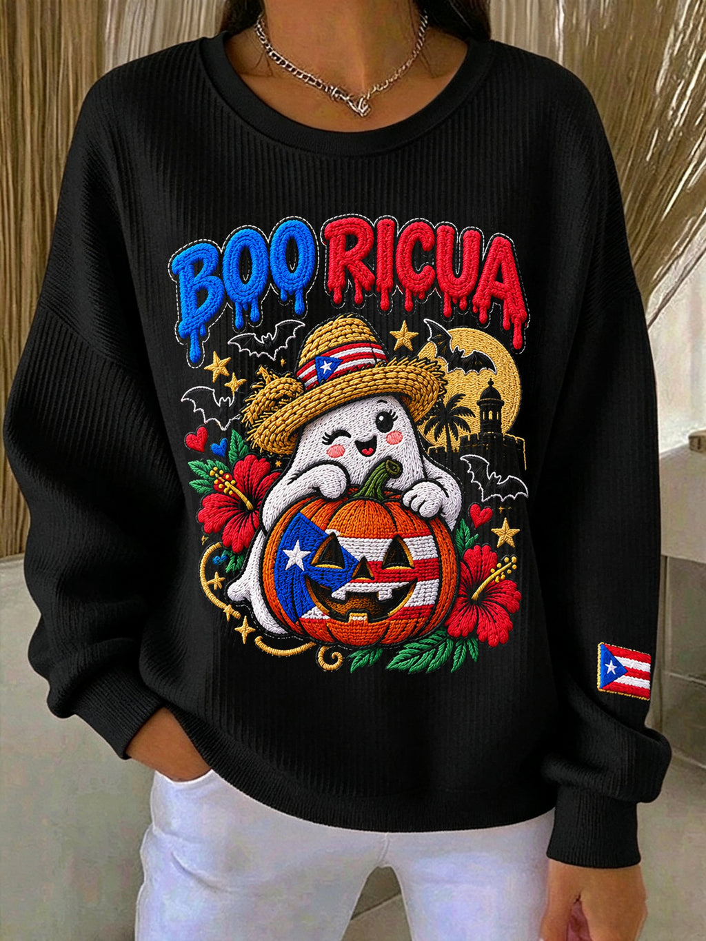 Women's Halloween In Puerto Rico Printed Long-Sleeve Sweatshirt