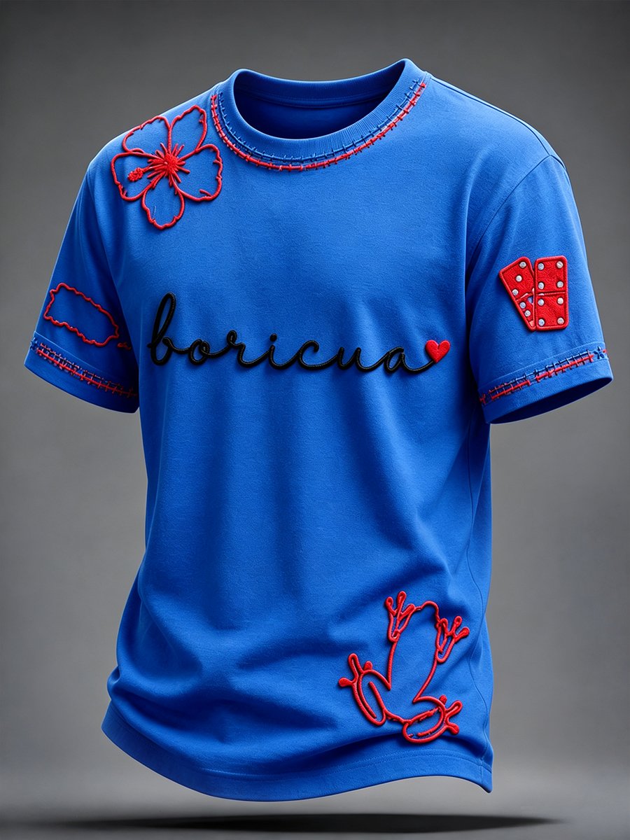 Men's Puerto Rico Art Printed Short-sleeved T-shirt