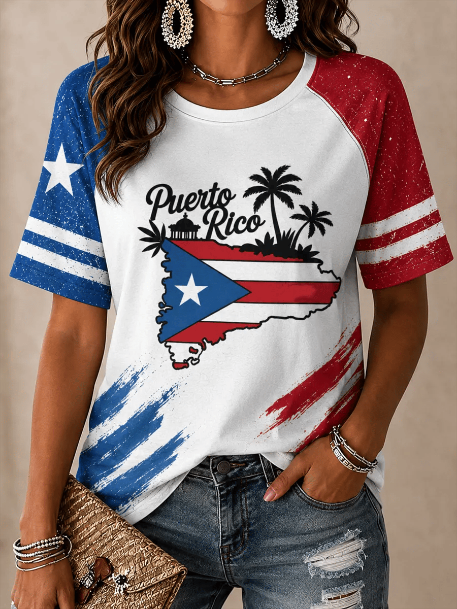 Women's Puerto Rico Pride Art Printed T-shirt