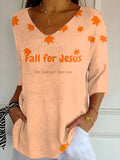 Women's Faith Autumn V-neck Printed Long Striped Top